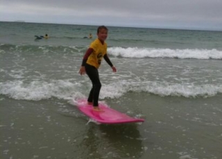  First surf lesson in Perros Guirec